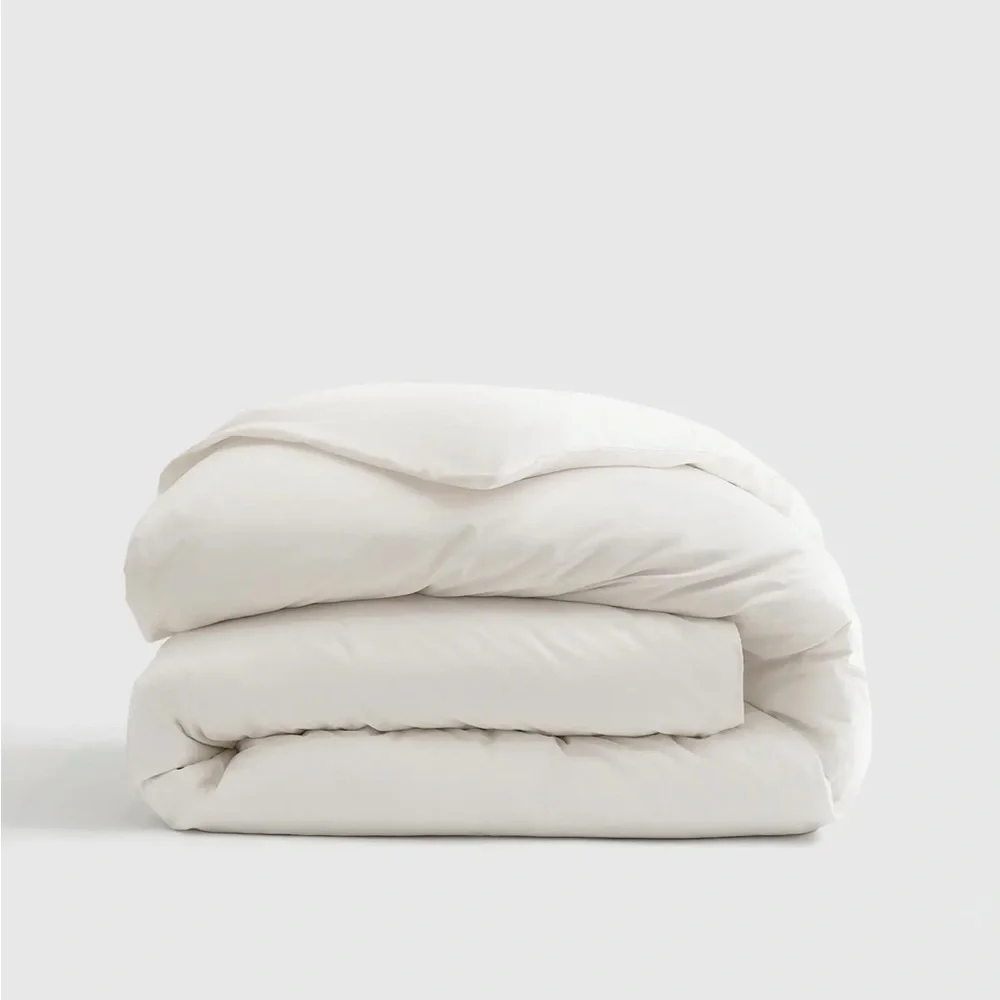 QUINCE Organic Percale Duvet Cover King Cal King White